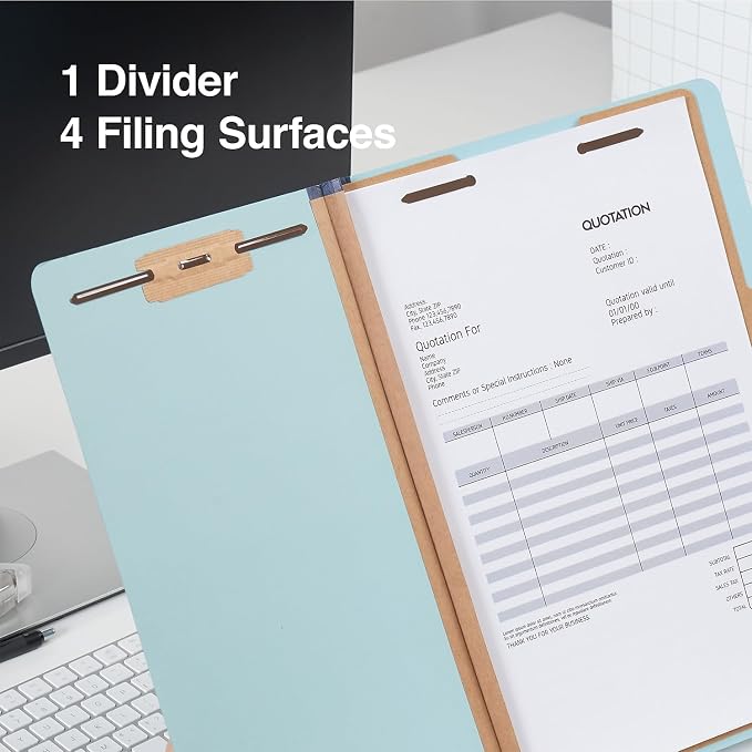 Staples Pressboard Classification Folders, Legal Size, 1‑Divider, 1.75" Expansion, Light Blue, Durable Construction – 40/Carton - Image 5