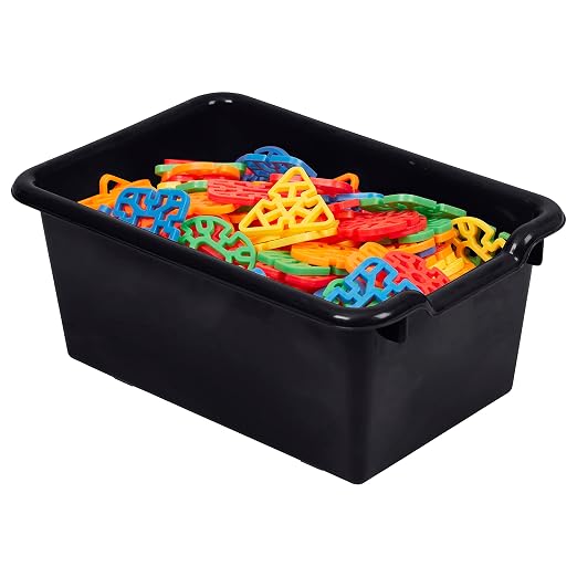 ECR4Kids Scoop Front Storage Bins, Multipurpose Organization, Black, 10-Piece - Image 11