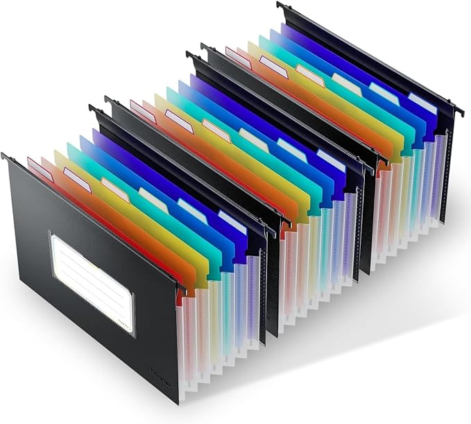ThinkTex Plastic Expanding Hanging File Folders, 7 Innovative 1.2" Accordion Pockets, Large Capacity, Multi-Color Tabs, Legal Size for Filing Cabinet - 3 Packs | Large Capacity, Multi-Color Tabs, Legal Size for Filing Cabinet - 3 Packs - Image 8