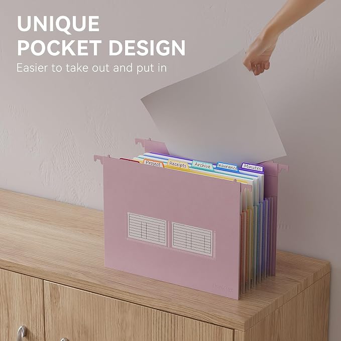 ThinkTex Plastic Expanding Hanging File Folders, 7 * 1.2" Accordion Pockets | Large Capacity, Multi-Color Tabs, Letter Size for Filing Cabinet - 3 Packs 3 Colors - Image 7