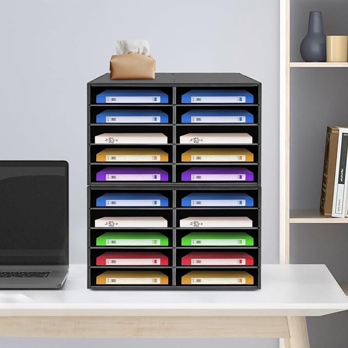 2 Pack 10-Slot Desktop Paper Storage Cabinets File Organizer | Heavy Duty PVC Frame, Adjustable Dividers, Open Access Design, Easy Assembly, Wide Usage Scenarios - Image 8