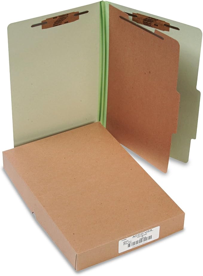 ACCO ACC16044 Pressboard 25-Point Classification Folders, Lgl, 4-Section, Leaf Green by ACCO+Brands