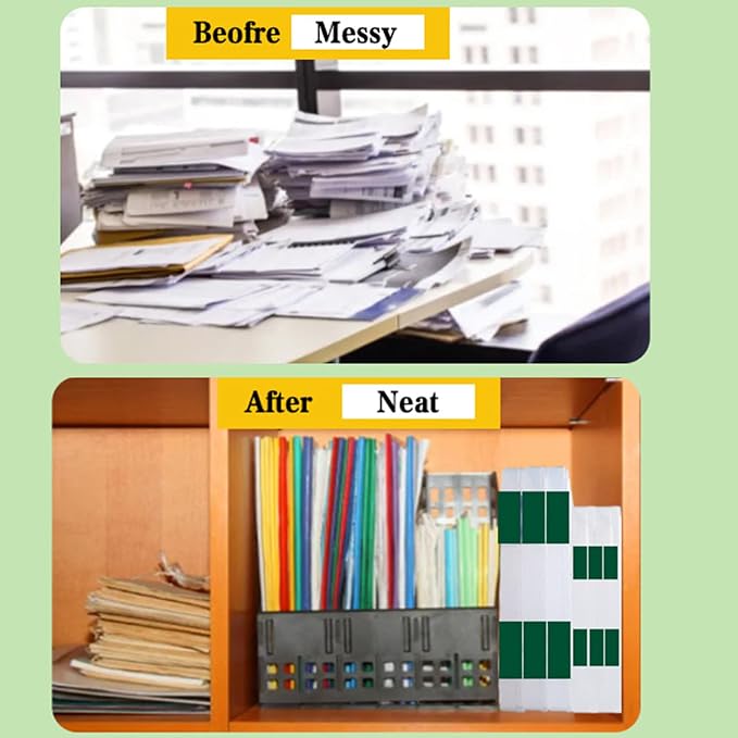12 Pcs Clear A4 A5 File Box Document Plastic Storage Box with 48 Labels File Holder Organizer Paper Plastic Case Magazine Protector with Buckle Office School Supplies(Green) - Image 6