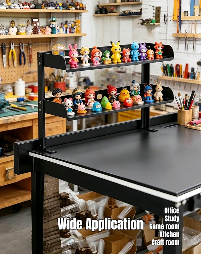 Yuxh Desk Clamp Shelf 16 Inch, Black | Space-saving, clip on or under shelf for panel tabletop, office, easy drill-free assembly, single-tier tray fits A4 paper - Image 6