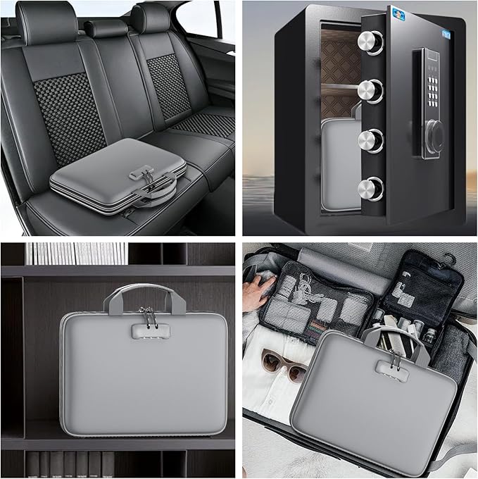 Tamfile Fireproof File Organizer with Lock,Hard Case Fireproof Document Box | 13 Colour Pockets Accordion File Folder, Office Home Important Document Organizer for Letter A4 Files Laptop Passports,Grey - Image 6