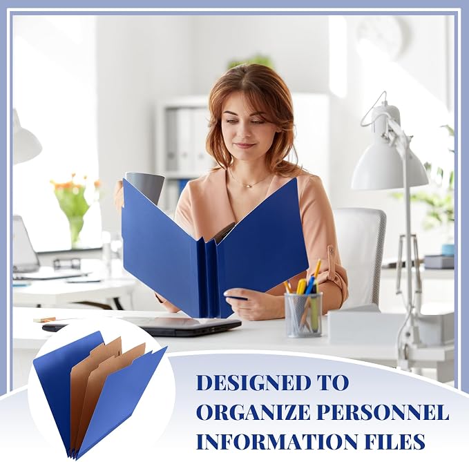 Skyygemm 36 Pcs Classification Folders Letter Size, 2 Divider Pressboard File Folders with 3. 5 Inch Expansion, 2 Prongs Fastener, Heavy Duty Office File Organizers for Teachers, Medical (Dark Blue) - Image 6