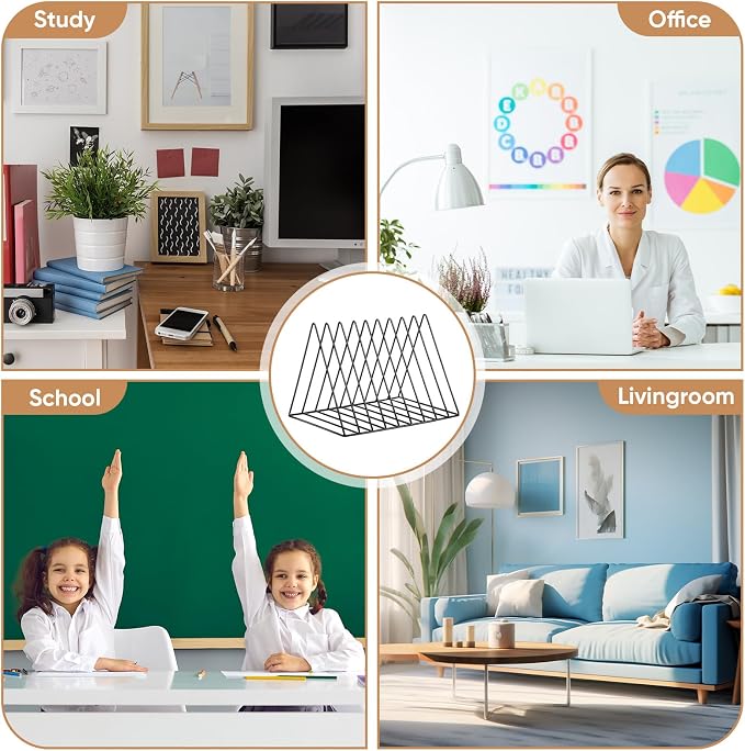 14 Pieces Magazine Holder Triangle File Holder Metal Book Record Vinyl Storage Rack Multifunction Triangle File Organizer Sorter for Decor Home Office - Image 7