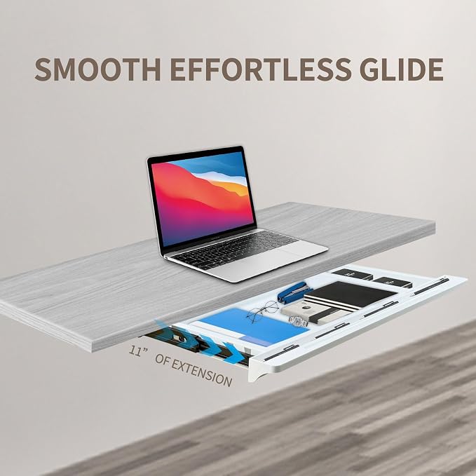 Under Desk Mounted Sliding Drawer to pull out, Attachable Desk Pencil Drawer Ball-Bearing Slides - Image 8