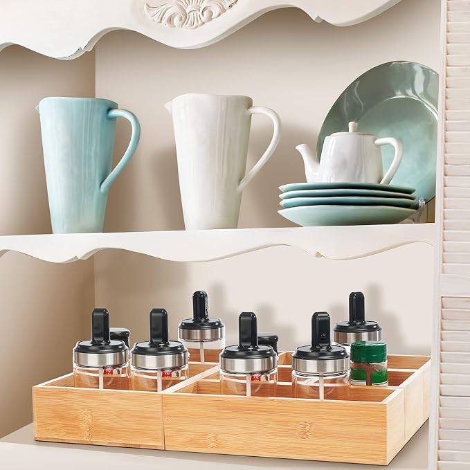 Fabsome Bathroom Drawer Organizer, Bamboo Box Bin for Junk Vanity Desk Makeup Drawer, Small Wooden Container Tea Storage Organization Tray for Kitchen Office, Set of 5 - Image 6