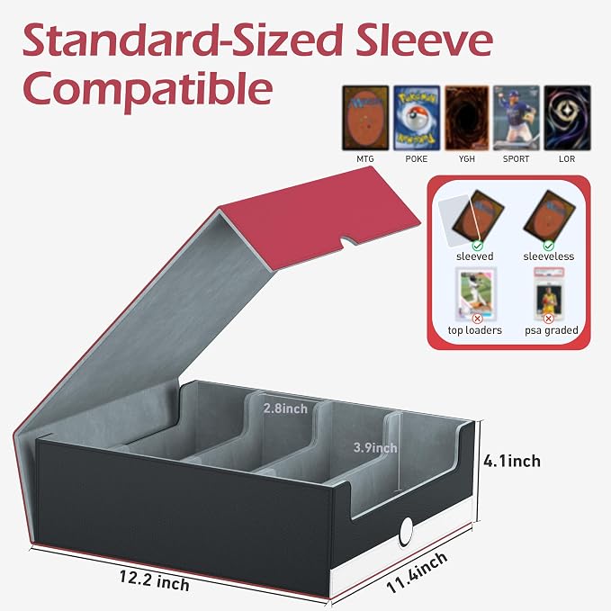 4-Row【3200+】 Trading Card Storage Box, Card Organizer Holder with 24 Dividers, Case Fit for MTG TCG Magic Commander Deck Playing Cards, Deck Box for Sport Card - Image 6