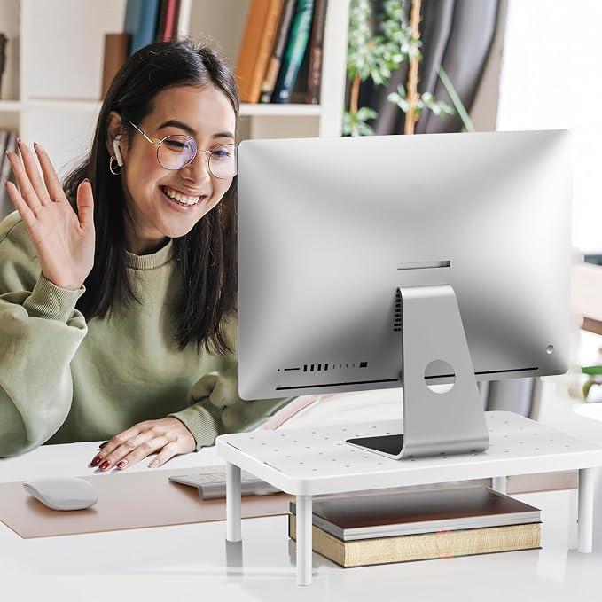 WALI Computer Monitor Stand for Desk, Adjustable Laptop Riser, up to 44 lbs | Desk Monitor Riser Underneath Storage, Fits Notebook, Laptops, Printers, for Home, Office, School (PTT001-W),1 Pack,White - Image 9