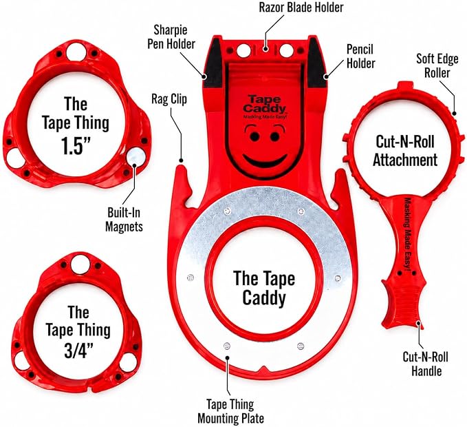 The Tape Caddy Super Pack Wearable Magnetic Tape Holder Kit for Painters, Holds Multiple Tape Sizes with Cut-N-Roll Attachment - Image 7