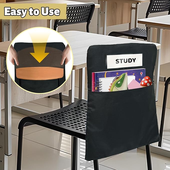 24 Pack Chair Pockets for Classrooms, 16 x 19 inch Pocket Chart Back of Chair Organizer for Kids with Name Slot, Seat Sacks for Classroom Chairs Seat Storage (Multicolor, 24Pack) - Image 7