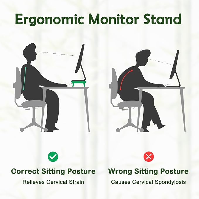 Bamboo Monitor Stand Riser with Cable Routing Slot and Storage | 23.6-inch Wide, Ergonomic Desk Shelf, Natural Wood Desktop Organizer for Monitor Laptop Printer, Home Office Accessory - Image 9