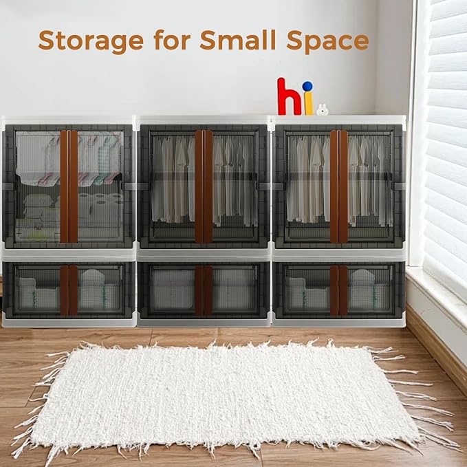 Wardrobe, Closet, Collapsible Storage Cabinet, Useful Box with Large Capacity, 37.5 Gal (142 L), Stackable on Box (19 Gal), Easy Storage of Clothes, Installation Free - Image 9