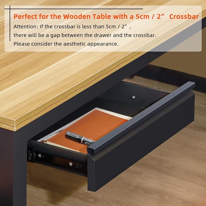 Under Desk Drawer 18”, Under Workbench Tool Storage Hanging Drawers | Black Tall, Under Counter Shelf Pencil Drawer, Slide Pull Out Shop Drawer Base, Under Desk Lip with Crossbar Storage Drawer - Image 8