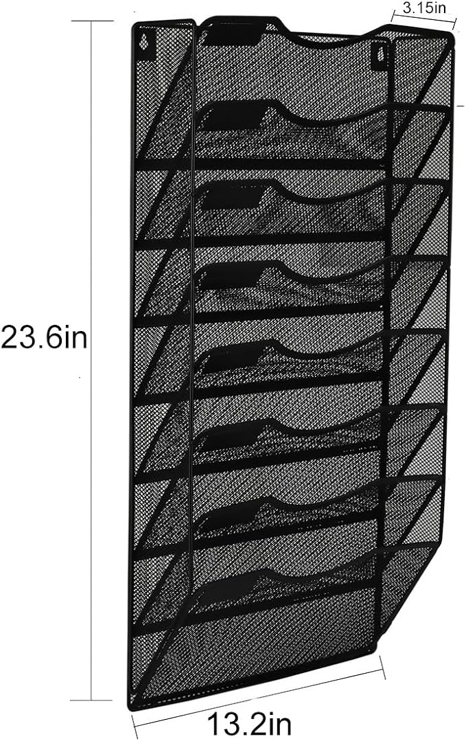 EasyPAG 8 Pocket Mesh Wall File Organizer, Hanging Paper Folder Holder with Classify Label, Vertical Wall Mount Mail Organizer for Office Home Classroom, Black - Image 8