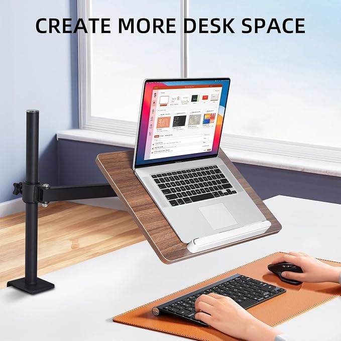 Adjustable Book Stand with Desk Clamp Mount, Wooden Reading Holder with Metal Arm, Black - Image 9
