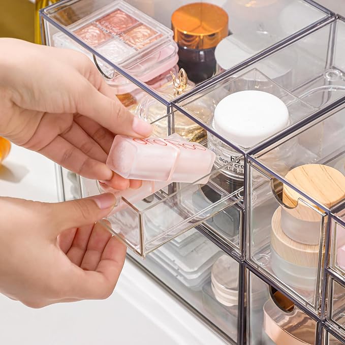 Makeup Drawer Organizer, Desk Drawer Organizer With 4 Drawers, 3 Different Sizes, Suitable For Office Desk, Bathroom, Bedroom, Jewelry, Stationery, Handicraft Storage And Organization, clear - Image 7