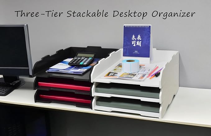 13.39"×17.72"×8.70" Large Capacity Desktop Organizer, Sturdy Stackable Wood File Paper Sorter, Premium Letter Mail Document Storage (3 Tier-Portrait) - Image 7