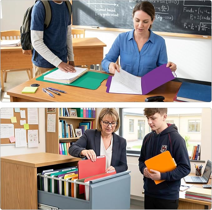 TOTiyea Heavy Duty Plastic File Folders with Tabs 14mil 36 Pack Letter Size | Colored Poly File Folders with Strong Sticky Labels, Expandable Manila, for Hanging File System Office School Organization - Image 9