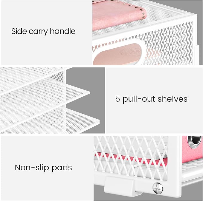 Lavatino 2 Pack 8-Tier Office Desk File Organizer, Letter Tray Paper Organizer with Handle, Including 5 Adjustable Slide Trays for Organizing Desk Workspace Accessories and Supplies (White Metal Mesh) - Image 7