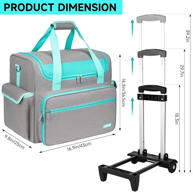 Rolling Craft Bag, Craft Bag with Wheels for Scrapbook Supplies, Large Scrapbook Tote with 15.6'' Laptop Sleeve, Rolling Art Supply Storage for Scrapbooking Tools, Gray - Image 7