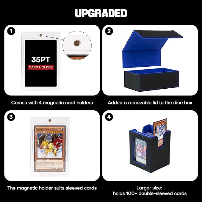 Card Storage Box MTG Deck Box, Trading Card Storage Box, Commander Deck Box, 500+Double-Sleeved Cards,TCG Sports Card Storage, Mtg Commander Deck Box (Black&Blue) - Image 8