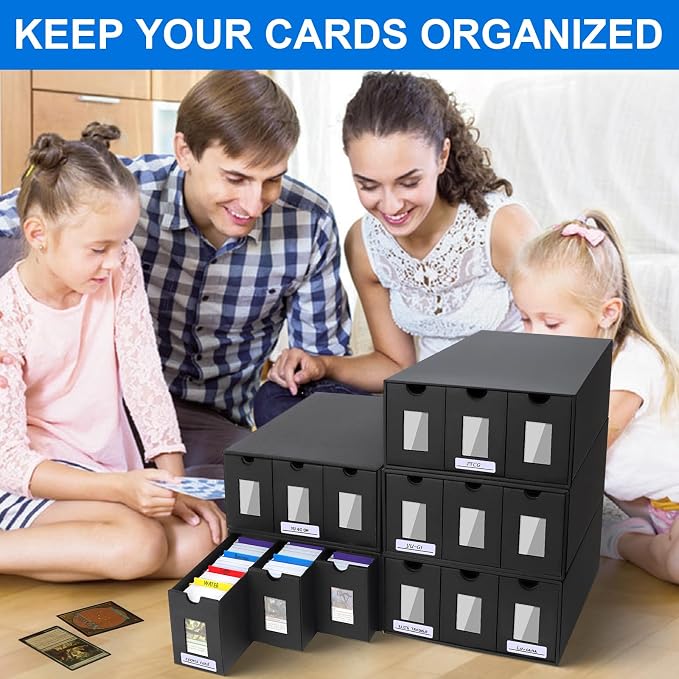 Trading Card Storage Box, 15000+ Cards Deck Box for MTG Commander, Trading Cards Organizer with 48 Card Dividers, Labels & Tapes, Visible Card Deck Boxes for MTG TCG PTCG Sport Cards - Image 8