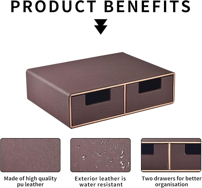Stackable Desk Drawer Organizer,Dressing table organizer for Jewelry/Cosmetics,Coffee Maker Display holder and Storage Box for Home office,Brown - Image 7