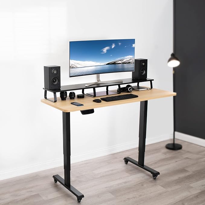 VIVO 55 inch Extra Long Monitor Stand, Wood & Steel Desktop Riser, Multi Screen, TV, Keyboard, Laptop, Ergonomic Desk and Tabletop Organizer, Black, STAND-V000D5 - Image 9