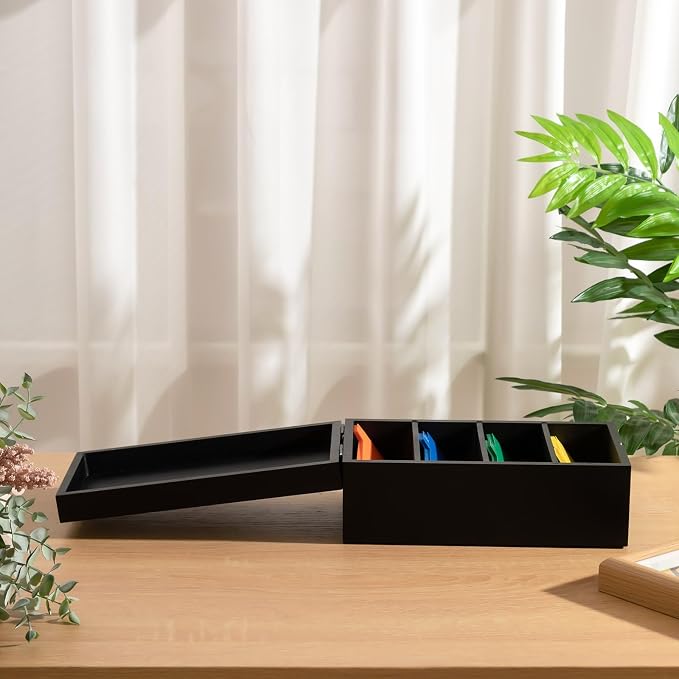 3 x 5 Inch Index Card Holder Set, Bamboo Organizer Box with 50 Dividers & 2 Sheets Alphabet Number Stickers File Note Holders, Holds 1200 Cards for Office Business Home Kitchen, Black - Image 7
