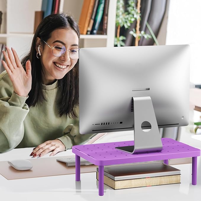 WALI Computer Monitor Stand for Desk, Adjustable Laptop Riser, up to 44 lbs | Desk Monitor Riser Underneath Storage, Fits Notebook, Laptops, Printers, for Home, Office, School(PTT001-V), Violet - Image 9