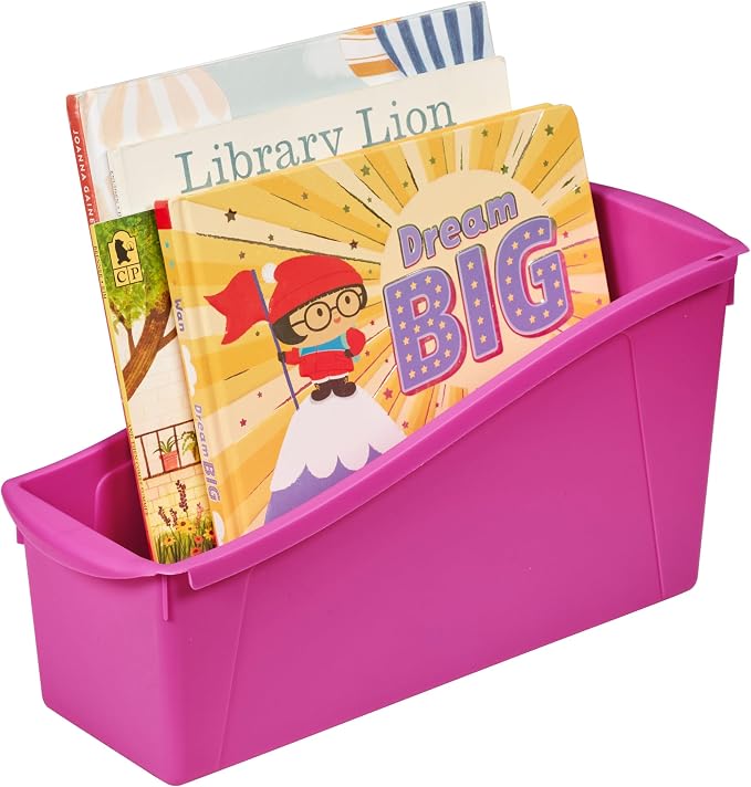 ECR4Kids Linking Plastic Storage Book Bin, Multipurpose Organization, Neon Purple, 10-Piece - Image 11