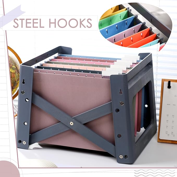Yaomiao 24 Pack Hanging File Folders, 3 Pleats,Retro Color | Letter Size File Cabinet Folders, with 1/5-cut Adjustable Tabs, Expandable Document Cabinet, Home Desk Office Organization - Image 6