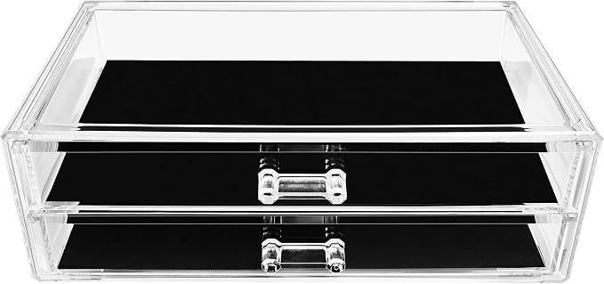 Sorbus Stackable Acrylic Drawers - 2 Clear Storage Drawers for Organizing Make up Palettes, Nail Polish, Hair Accessories, Cosmetics & Beauty Supplies - Makeup Organizer for Vanity, Bathroom Organizer - Image 6