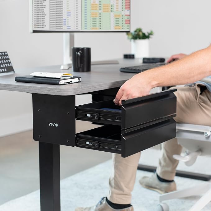 VIVO 16 inch Slide Out Dual Tier Desk Drawer, Under Desk 2 Layer Storage, Black, DESK-DR02 - Image 9