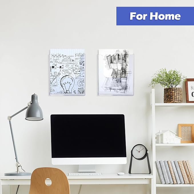 Ripeng 8 Pack Brochure Holder Wall Mount 8.5 x 11 Inch Clear Flyer Stand Acrylic Magazine Booklet Display Stand Plastic File Mail Literature Pamphlet Holder for Paper Organizer Rack Display - Image 7