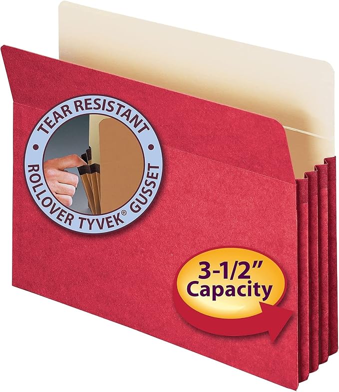Smead File Pocket, Straight-Cut Tab, 3-1/2" Expansion, Letter Size, Red, 25 per Box (73231) - Image 9