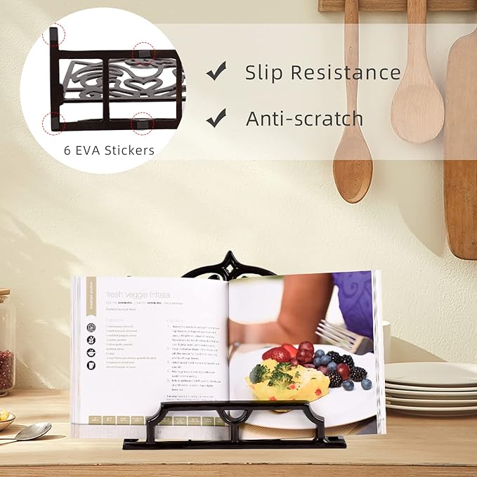 Cookbook Stand, Cast Iron Heavy-Duty Recipe Book Holder, Kitchen Vintage Recipe Book Holder, Reading Rest Holder for Easel/Counter/Books/Magazine/iPad/Bible, Coffee Gold - Image 6