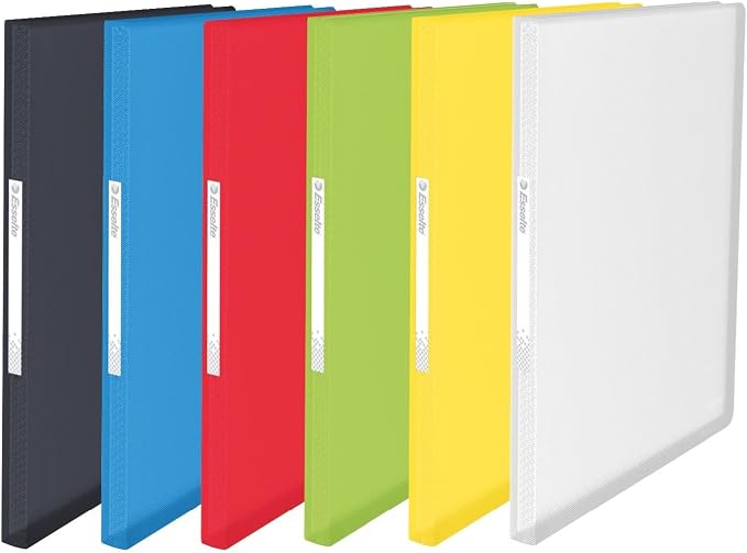 Esselte Folder Sleeves, A4, Clear Pockets, Flexible Cover, Assorted Colours, Range Vivida 80 fundas Multicoloured by Leitz