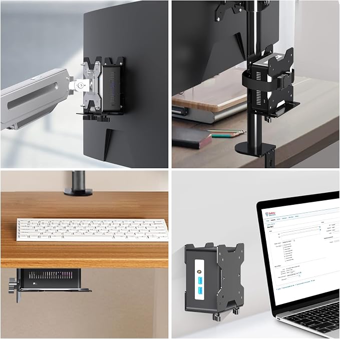 Pholiten Adjustable Thin Client Mini PC Mount Bracket,CPU VESA Under Desk and Monitor Arm Computer Holder | CPU VESA Under Desk and Monitor Arm, Computer Holder - Image 7