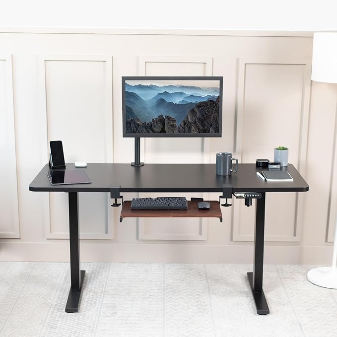 VIVO Small Keyboard Tray, Under Desk Pull Out with Extra Sturdy C Clamp Mount System, 20 (26 Including Clamps) x 11 inch Slide-Out Platform Drawer, Dark Walnut Top, Black Frame, MOUNT-KB05ES-D | Keyboard Tray for Typing, Slide Out Platform, Extra Sturd... - Image 9