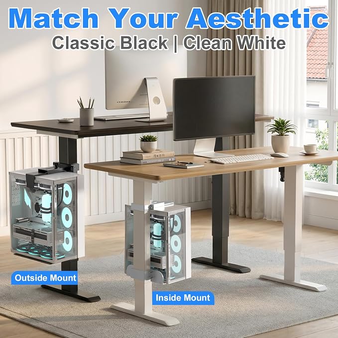 Under Desk PC Mount - Fits 3 Fixed Square Desk Legs, CPU Holder Under Desk | No Drilling 50 lb Capacity, Adjustable Clamp-on Desk Leg PC Mount for Standing Desk, with Non-Slip Pads, Black - Image 9