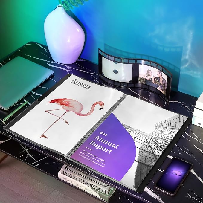 Sooez Heavy Duty Binder with Plastic Sleeves 18"x24", Portfolio Folder | With 30 Clear Sheet Protectors, Display 60 Pages, Presentation Book for Artwork, Sheet Music, Document - Image 6