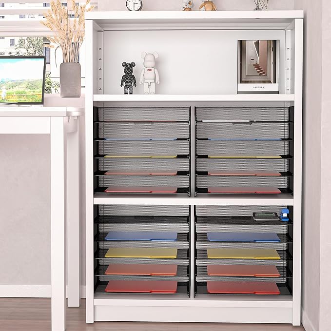 A4/Legal/Letter Size,5 Tier Mesh Letter Tray File Organizer,15.2 x 9.5 x 13.4 inches,Office File Folder Holder,Space Saving,Black - Image 7