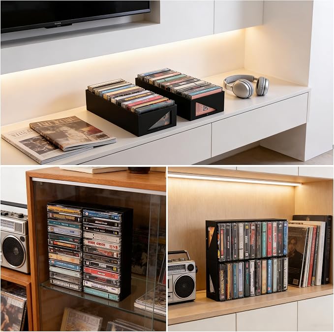 2pcs Cassette Tape Storage Organizer Holder - 24 Slots, Easy to Store & Space-Saving Design for Home, Studio - Perfect for Music Lovers & Collectors - Image 7