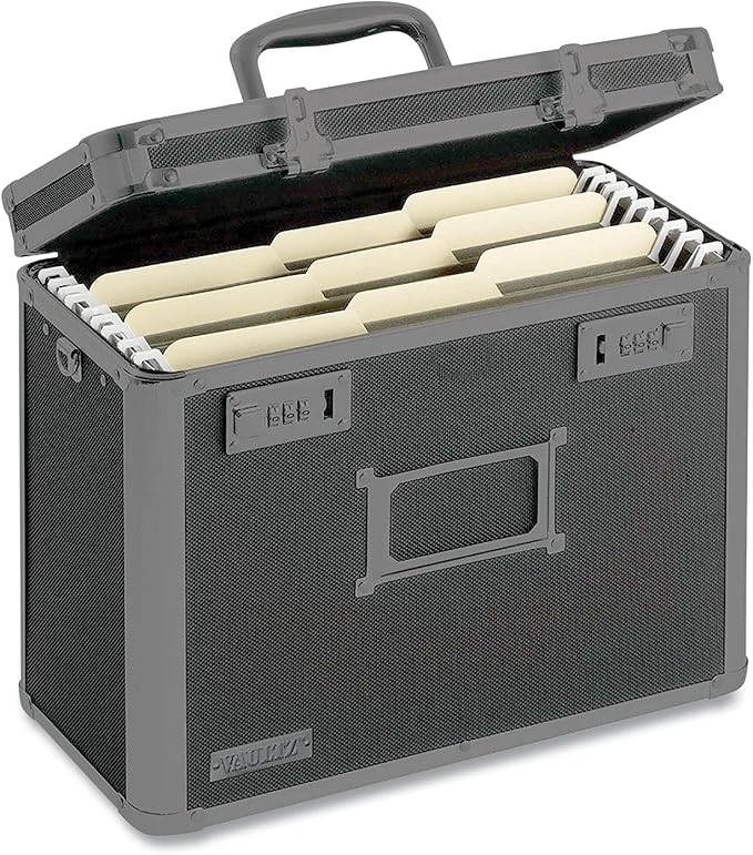 Vaultz File Organizer Storage Box - 14 x 7 x 12.19 Inch Letter Size, Portable Locking Storage Totes with Dual Combination Locks for Filing Office Documents - Super Tactical | Dual combination locks for security, portable design for filing office docume... - Image 5