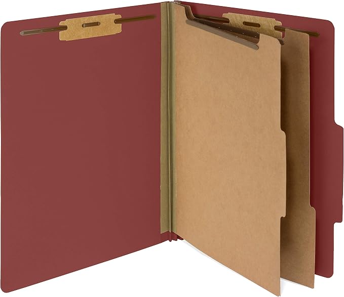 Blue Summit Supplies 30 Classification Folders, 2 Divider, Red | Heavy-duty letter size, 2 in expansion, 2 prong fasteners, 2 dividers, for medical and legal files - Image 5