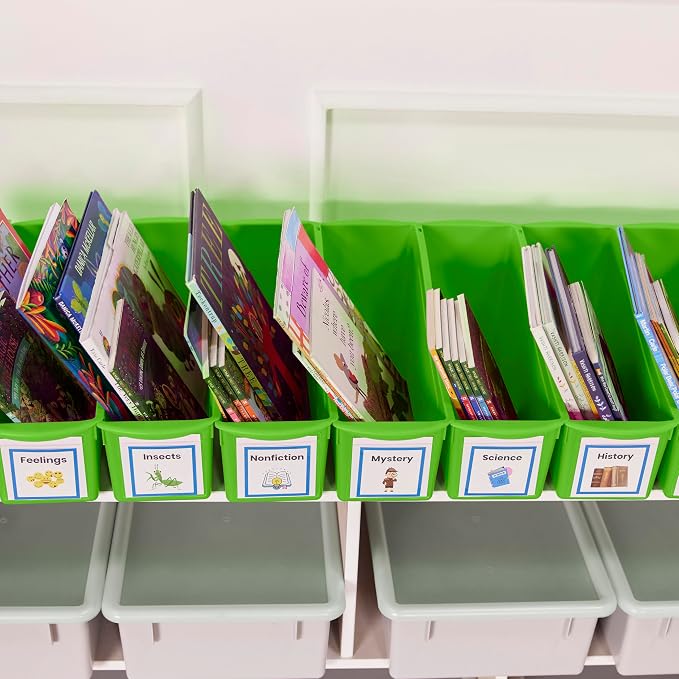 ECR4Kids Linking Plastic Storage Book Bin, Multipurpose Organization, Neon Green, 10-Piece - Image 12